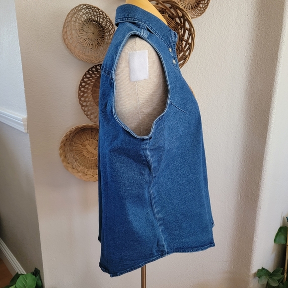 Wrangler 20X Sleeveless Denim Shirt SZ XL - Picture 5 of 6